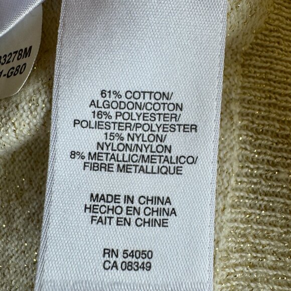 Nine West Light Gold Cotton Blend Metallic Buttoned Cardigan - Picture 13 of 13